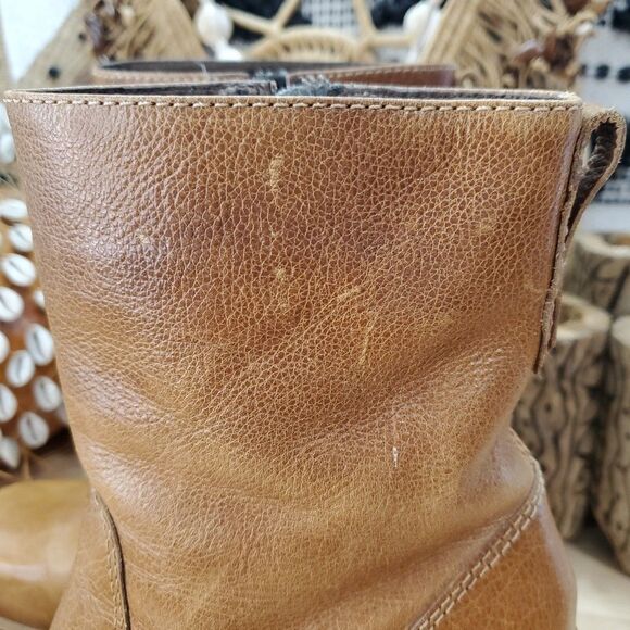Vintage Y2K 90's Bongo Platform Chunky Heel Women's 7M Leather Tan Boots Brazil - Picture 9 of 16